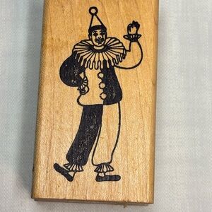 Wooden rubber stamp vintage Clown